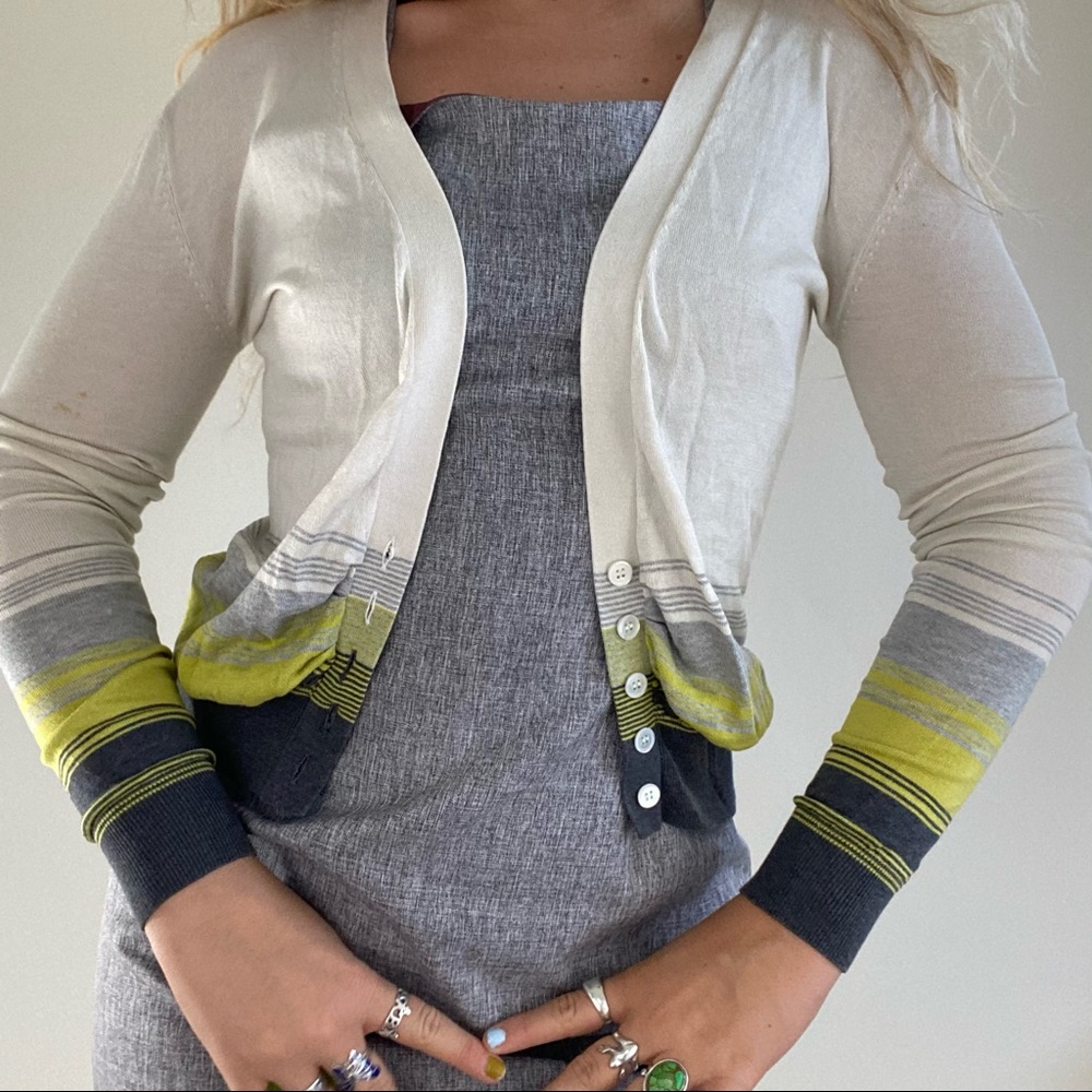 Lime White & Grey Cropped Button Up By Bcbgmax - image 2